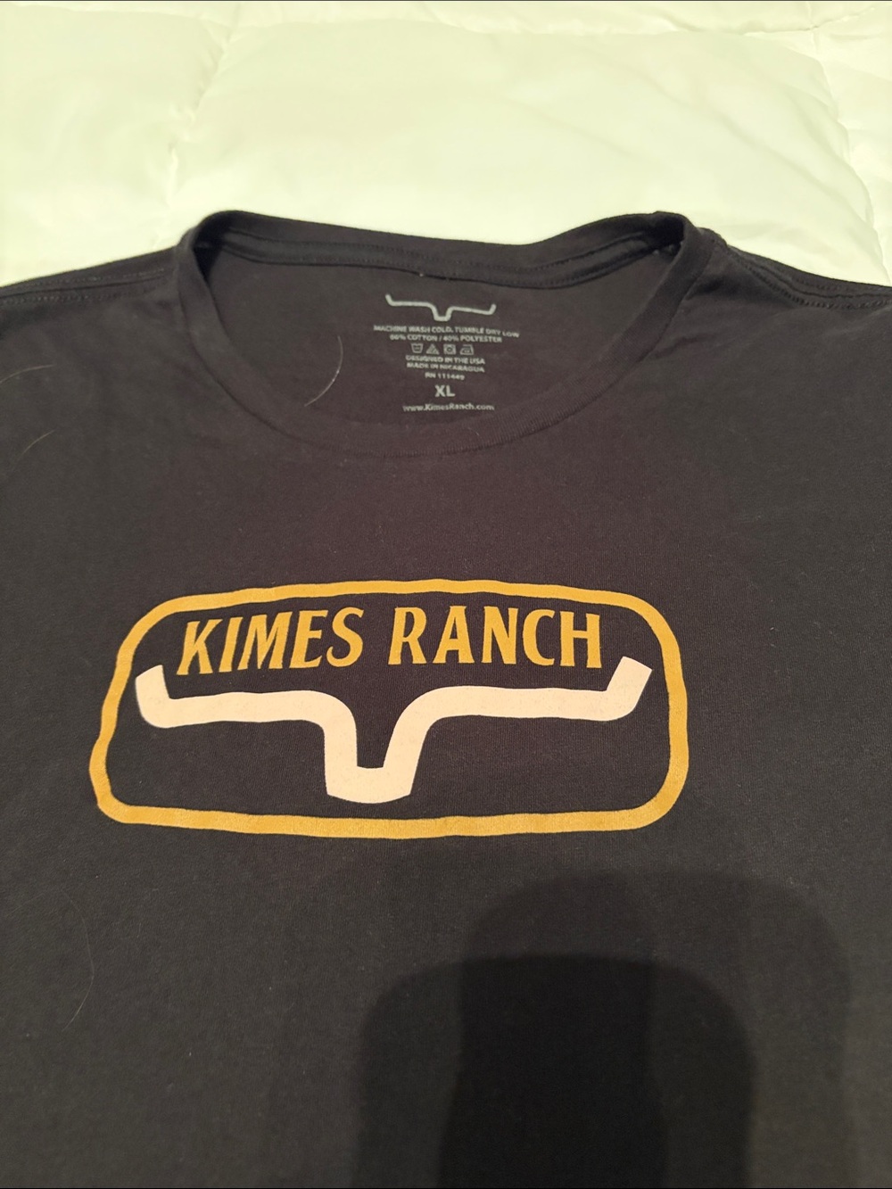 Kimes Ranch Black Tee with Tan Logo & Pink - Picture 2 of 5